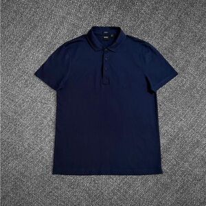 Hugo Boss Slim Fit Mercerised Cotton Navy Blue Polo Shirt Size Large
